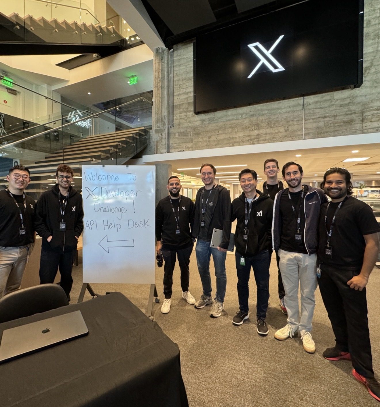 Team behind the API help desk at the X Developer Challenge, X HQ